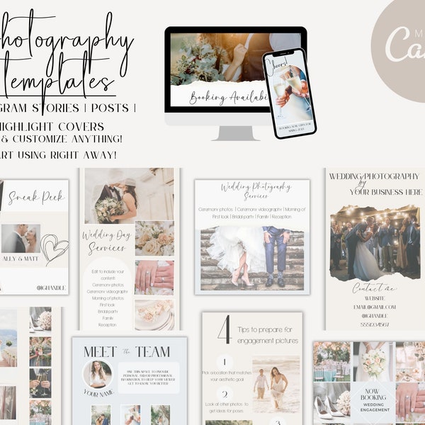 Instagram template for photographer, canva instagram template, photography template, mini session template, wedding photography template