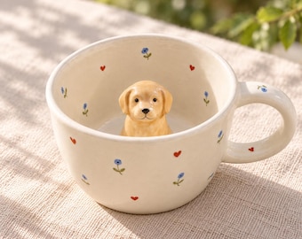Custom 3D Dog Mug, Personalized Pet Keepsake, Forget Me Not Memorial Gift