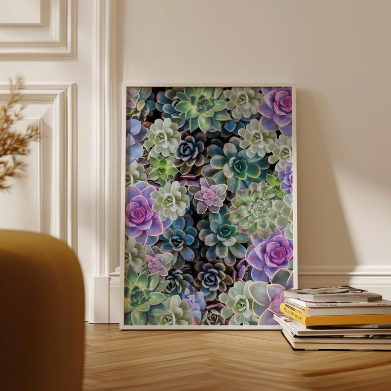 Colorful Succulent Garden Wall Art Botanical Printable Poster Vibrant ...