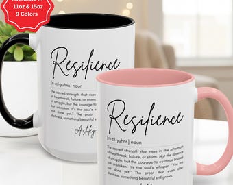 Resilience Mug Inspirational Coffee Cup Strength Motivation Gift for Encouraging Quote Daily Reminder Self Care Positive Affirmation Present