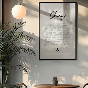 Chef Definition Wall Art Printable – Culinary Artist Inspirational Kitchen Decor – Gift for Chefs & Food Lovers – Digital Download