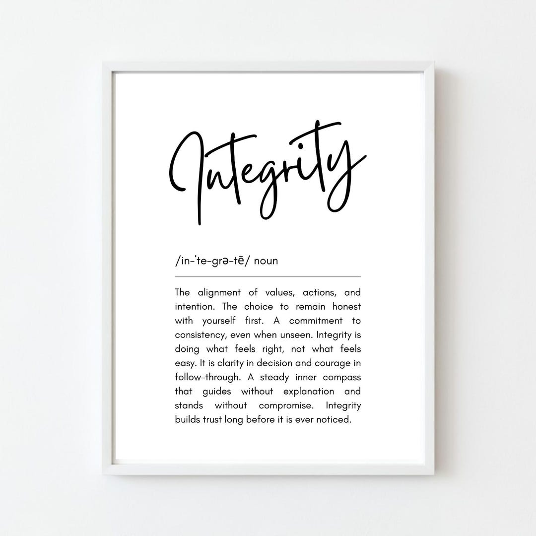 Integrity Definition Quote Printable Digital Download Core Values Quote ...