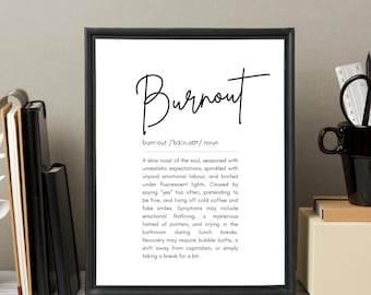 Funny sarcastic burnout printable wall art digital download for overwhelmed women friends coworkers home office decor gift