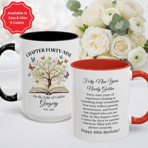 49th Birthday Mug Gift Chapter Forty-Nine Mug Gift Personalized Floral Butterfly Meaningful Milestone Birthday Coffee Cup for Her or Him