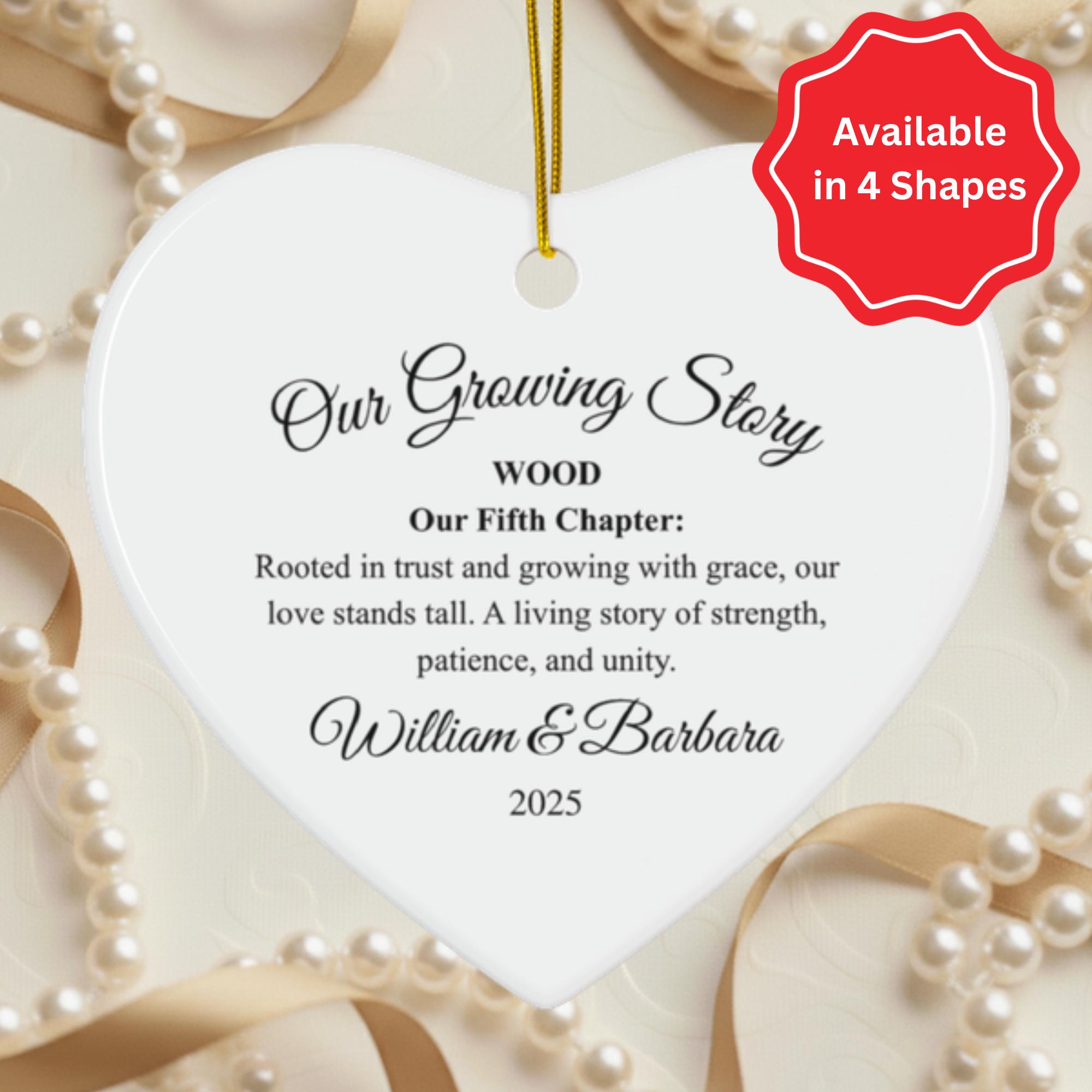 Personalized 5th Anniversary Wood Ornament Custom Couple Gift Rustic ...