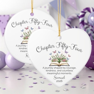 Cadeau d'anniversaire personnalisé du chapitre 54, chapitre 54, ornement de livre papillon floral, décoration souvenir
