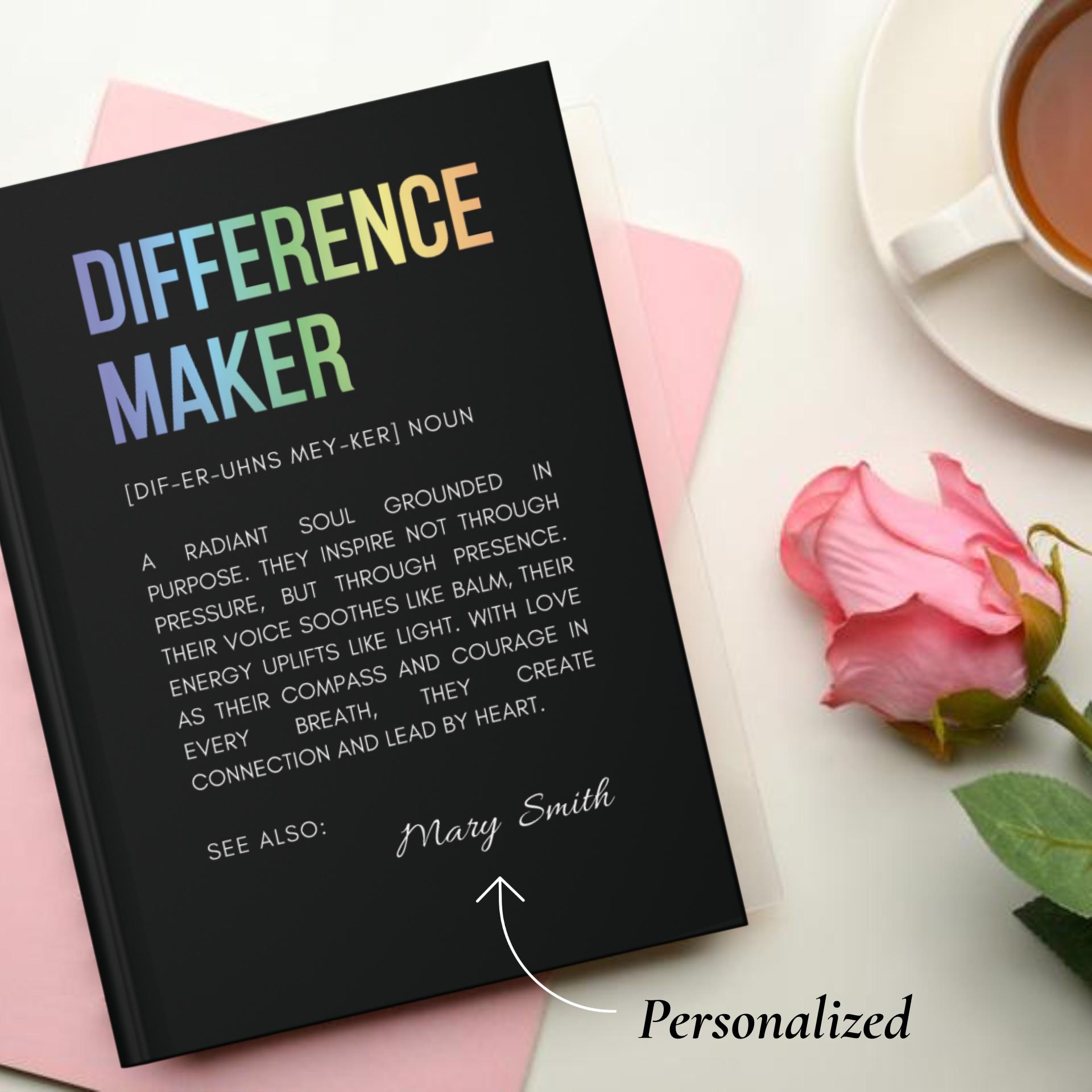 Ssr Journal Notebook Custom Purpose Led Difference Maker Journal Gift for Volunteers Coaches ...