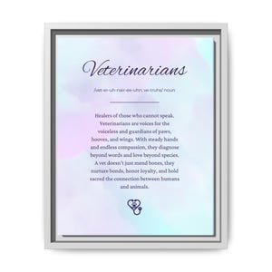 Veterinarian Definition Wall Art Printable – Animal Healer Quote – Gift for Vets or Vet Students – Digital Pet Lover Decor