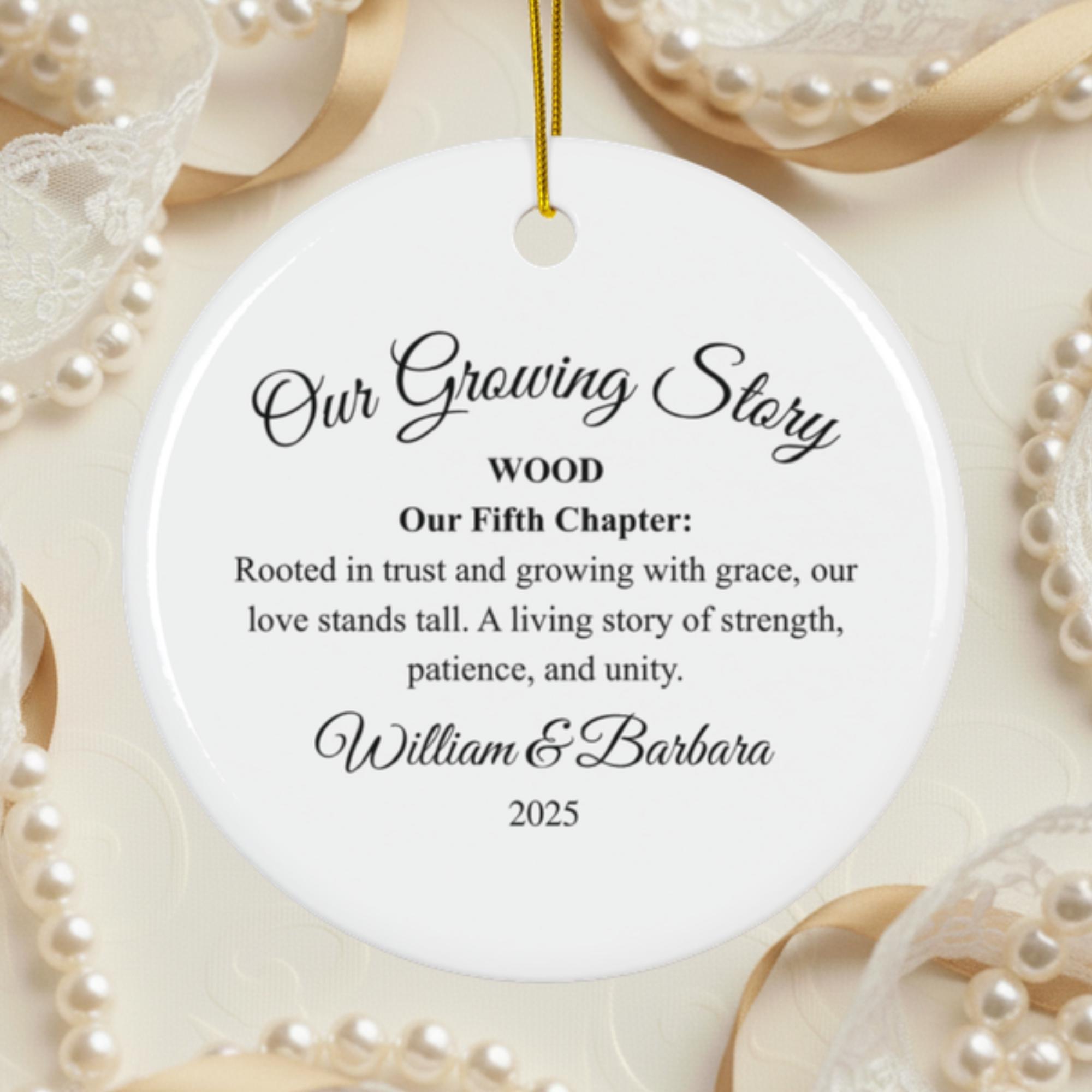 Personalized 5th Anniversary Wood Ornament Custom Couple Gift Rustic ...