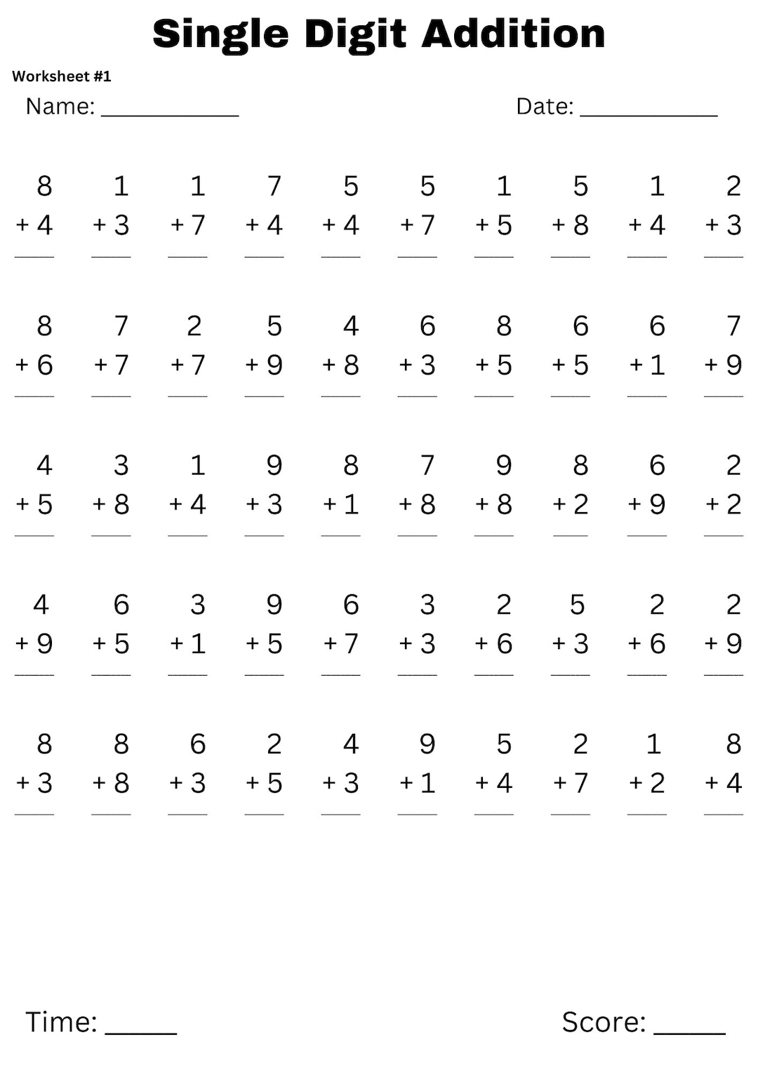 90 Single Digit Math Worksheets for Regular and Timed Etsy 90 Single Digit Math Worksheets for Regular and Timed Etsy