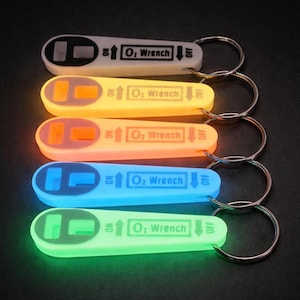 Glow in the Dark Oxygen Wrench Keychain Duo hole for EMT, Nurse, Paramedic