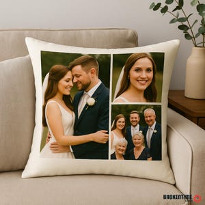 Custom Photo Collage Pillow – Personalized Throw Pillow with Text & Layout Options, Family Gift, Wedding, Graduation, Anniversary Decor