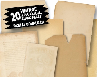 Ephemera Bundle vol. 1, Junk Journal tomt papperspaket, Digital nedladdning, Vintagepapper, Collagepapper, Journaling-paket, Junk Journal-kit,