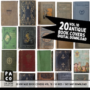 Ephemera Bundle, 10 Vintage Buchumschläge zum sofortigen Download, antike Buchumschläge, alte Buchseiten, Journaling Bundle, Junk Journal Kit.