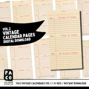 Vintage calendar pages, Old pocket calendars for digital download, Junk Journal kit with Old book pages, Ephemera bundle