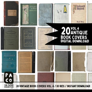 Ephemera Bundle, 10 Vintage Book Covers for Instant download, Antique Book Covers, Journaling bundle, Junk Journal kit.