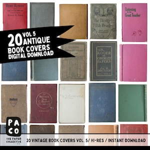 Ephemera Bundle, 10 Vintage Book Covers for Instant download, Journaling bundle, Junk Journal kit with Antique Book Covers