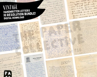Vintage Handwritten Letters Ephemera Bundle, Junk Journal Kit (Digital Download)