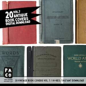 Ephemera Bundle, 10 Vintage Book Covers for Instant download, Journaling bundle, Junk Journal kit with Antique Book Covers
