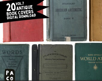 Antique Book Cover Ephemera, Collage Paper (Digital Download)
