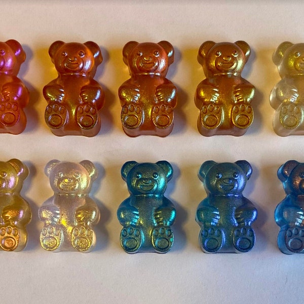Resin gummy bears | gumbo | iridescent | rainbow | 1 inch | 10 charms