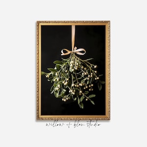 Moody Mistletoe Christmas Print: Dark Victorian Farmhouse Decor (Digital Download)