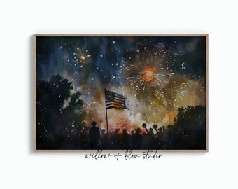 Patriotic Fireworks Wall Art, 4th of July Printable, USA Celebration Digital Download