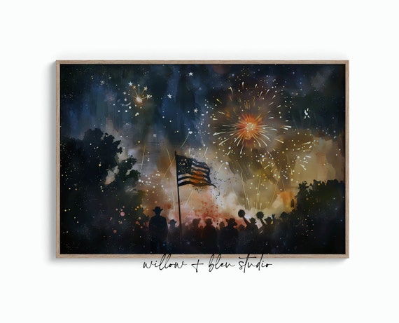 Patriotic Fireworks Wall Art, 4th of July Printable, USA Celebration Digital Download