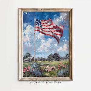 American Flag Meadow Print: Patriotic 4th of July Decor (Digital Download)