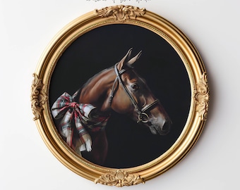 Arte mural navideño ecuestre, decoración navideña estilo Ralph Lauren, descarga digital imprimible
