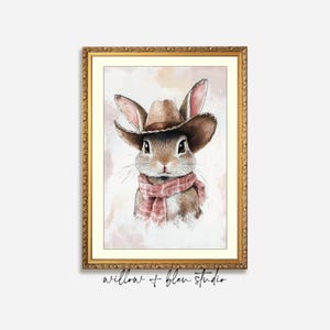Cowgirl Bunny Rabbit Print: Western Nursery Decor (Digital Download)