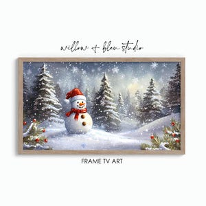 Retro Schneemann Rahmen TV-Kunst, klassischer Weihnachtsbaum Winterurlaub Kinder Bauernhaus Dekor, festliche saisonale Party Wallpaper Bildschirmschoner