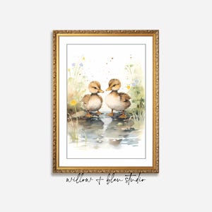Vintage Ducklings Nursery Art: Whimsical Pastel Animal Print (Digital Download)