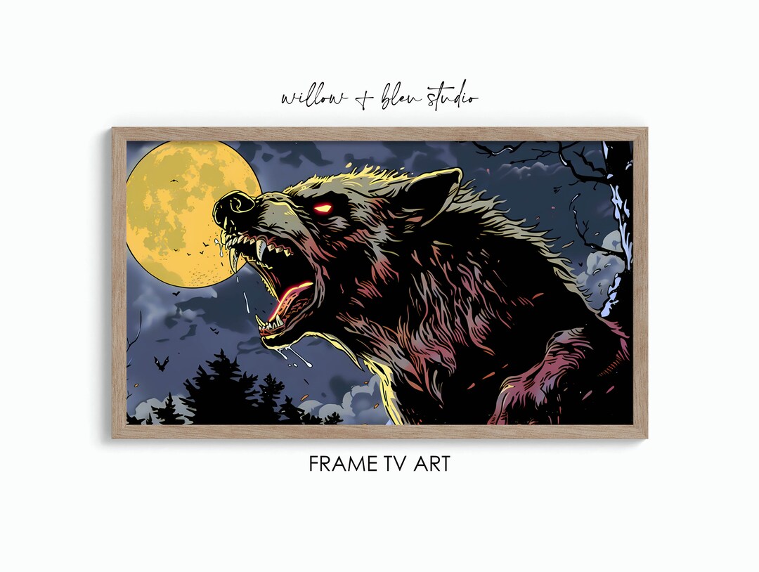 Retro Halloween Werewolf Frame TV Art: Spooky Fall Decor (digital) - Etsy