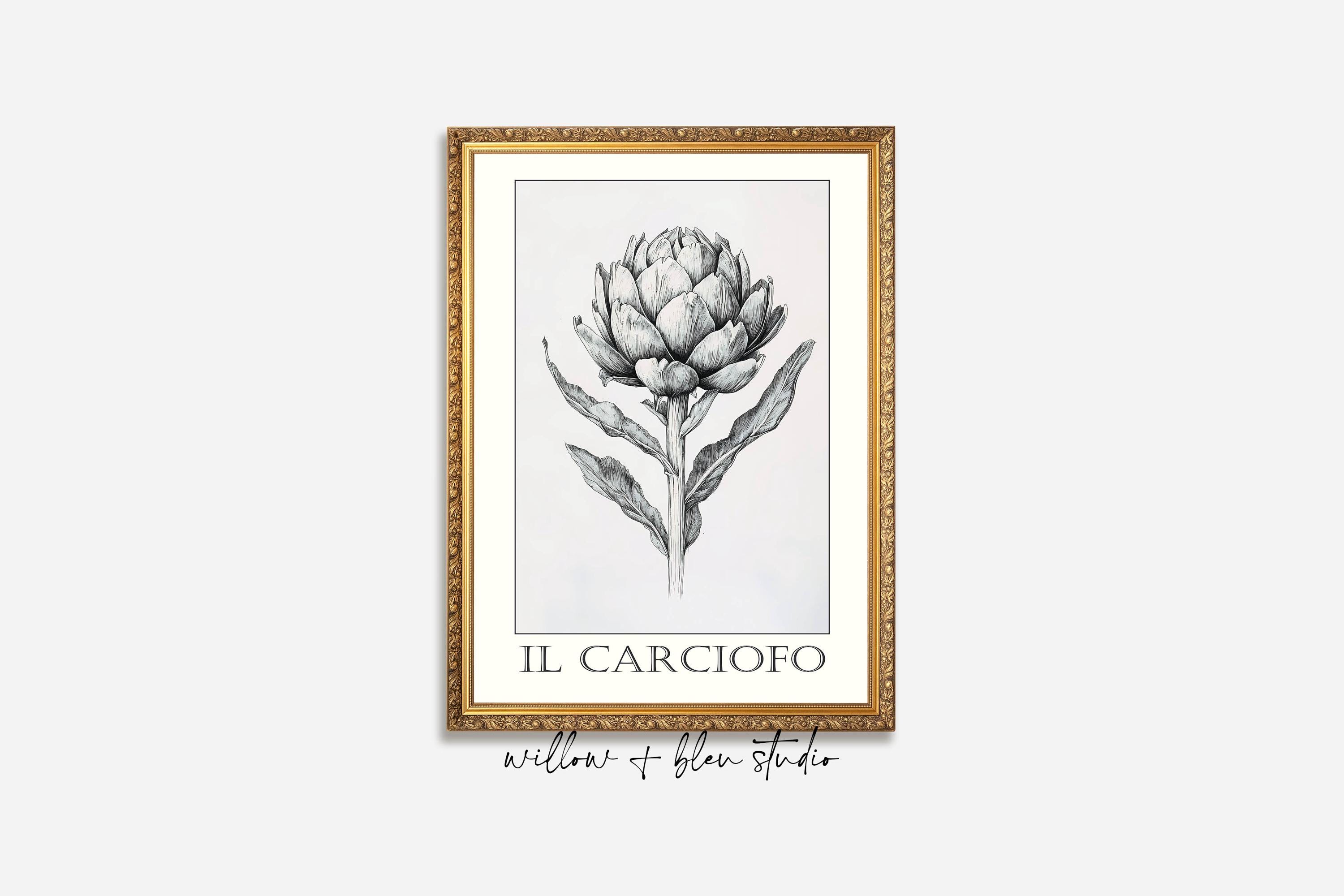 IDEE coricci botanical シチリア Vintage Italian Artichoke Sketch Printable, Rustic Botanical