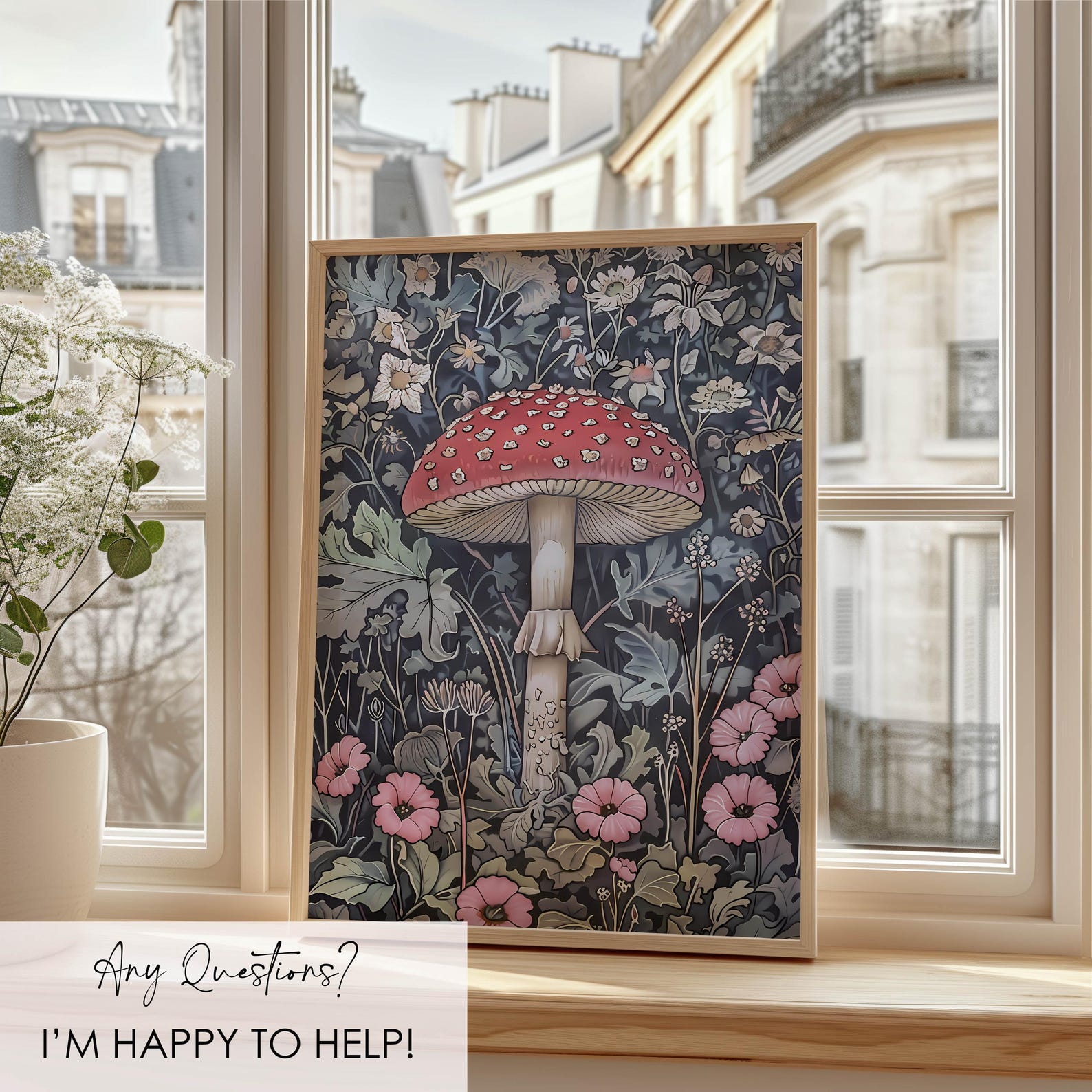 William Morris Mushroom Printable, Cottagecore Botanical Wall Art, Arts ...
