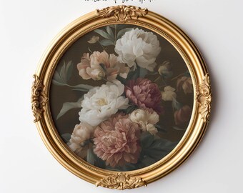 Romantic Peonies Printable, Vintage Floral Still Life Painting, English Cottage Digital Download