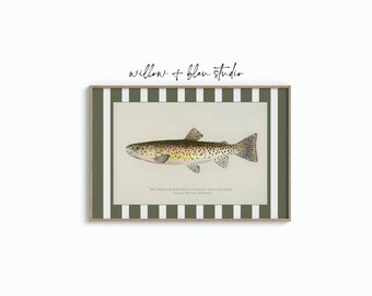 Vintage Trout Printable, Antique Nature Illustration, Lake House Fishing Digital Download