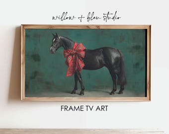 Elegante Weihnachtsrahmen TV Kunst, Ralph Lauren Stil Reiter Dekor, Urlaub Digital Download