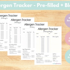 Baby&#39;s First Foods Allergen Tracker - Common Allergens + Blank Allergen Tracker - Printable PDF