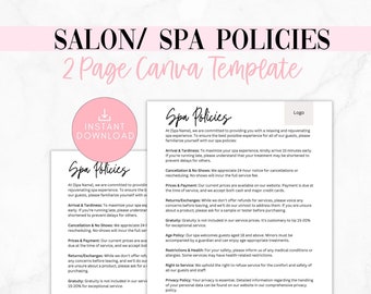 Spa Cancellation Policy Template, Editable Salon Policy Template, Spa Privacy Policy, Esthetician Template, Esthetician Forms, Salon Consent