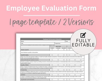 May include: A black and white printable employee evaluation form with the title "Employee Performance Evaluation" and the text "MID-YEAR" in a gray box. The form includes sections for employee information, position specific behaviors, health and safety, internal and external customer service, quality of work, productivity, initiative, teamwork/communication, continuous improvement, and culture. The form also includes a manager summary section.