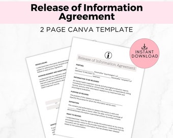 Release of Information Agreement, Counseling Release of Information, Release for Counseling and Psychotherapy, Mental Health Release Form