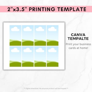 Business Card Printing Template, 2x5.5 Business Card Printing Guide, 8.5x11 Sheet Template, Canva Editable, DIY, Printable, INSTANT DOWNLOAD