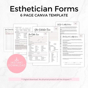 Facial Treatment Forms, Editable Esthetician Templates, Printable Skincare Consent Forms, Beauty Salon Forms, Facial Consultation Form