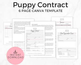 Puppy Contract, Puppy Contract of Sale, Puppy Contract Deposit, Dog Adoption Contract, Puppy Purchase Contract, Puppy Sale Contract Template