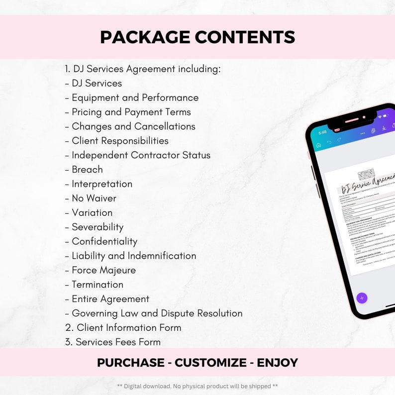 Simple DJ Contract Template Wedding Dj Contract Freelance DJ