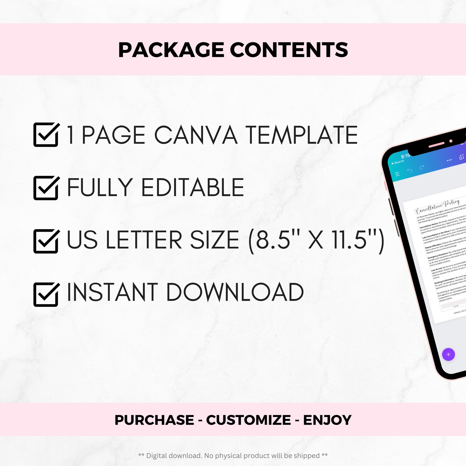 Editable Appointment Cancellation Policy Template, Late Appointment