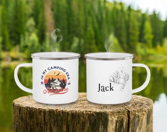 Personalized Camping Mug Custom Name Camp Mug Personalized Gift Adventure Enamel Mug Gift for Couple Outdoor Adventure Camp Mug