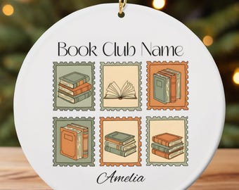 Custom Book Club Name Ceramic Ornament, Gift for Book Lovers